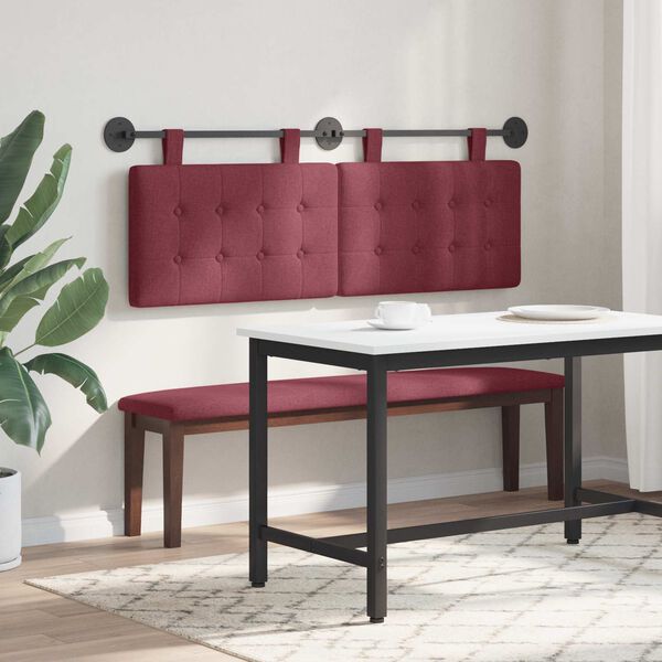 vidaXL T&ecirc;te de lit suspendue Bordeaux 130 x 55 x 5 cm tissu