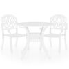 vidaXL Ensemble de bistro 3 pcs Aluminium coulé Blanc