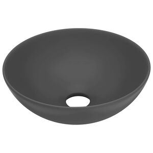 vidaXL Lavabo de salle de bain C&eacute;ramique Gris fonc&eacute; Rond