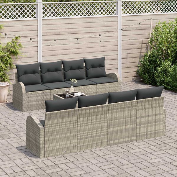 vidaXL Ensemble de canap&eacute; de jardin 9 pcs Gris clair et gris fonc&eacute;
