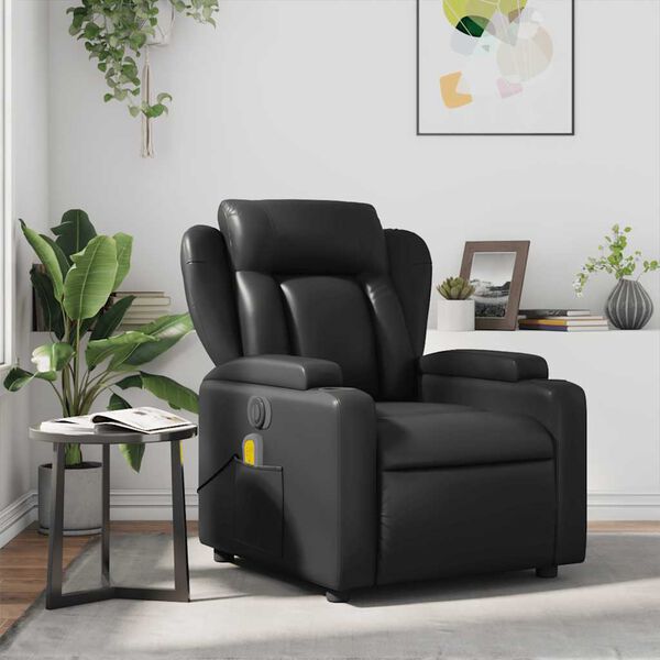 vidaXL Fauteuil de massage inclinable Noir Similicuir