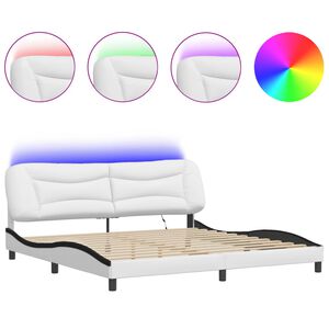 vidaXL Cadre de lit avec LED sans matelas Hvar blanc et noir 200x200 cm