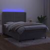 vidaXL Sommier &agrave; lattes de lit matelas et LED Gris clair 140x190 cm