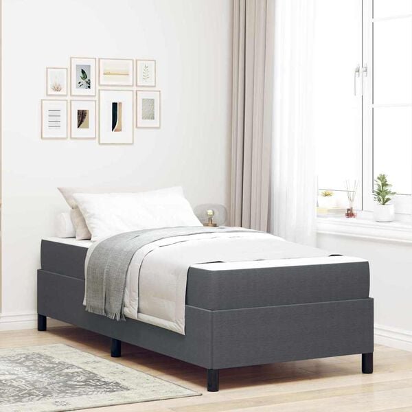 vidaXL Cadre de lit avec matelas Gris fonc&eacute; 90 x 200 cm tissu