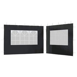 vidaXL Paroi de tente de r&eacute;ception 2 pcs avec fen&ecirc;tre PE Anthracite