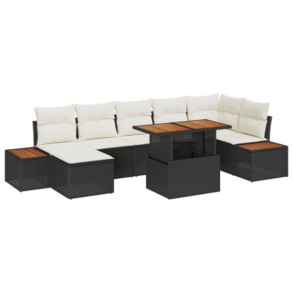 vidaXL Ensemble de salle &agrave; manger pour jardin 8 pcs Noir et Beige