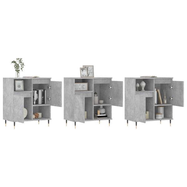 vidaXL Buffets 3 pcs gris b&eacute;ton bois d'ing&eacute;nierie