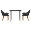 vidaXL Ensemble de salle &agrave; manger pour jardin 3 pcs Noir polyrotin