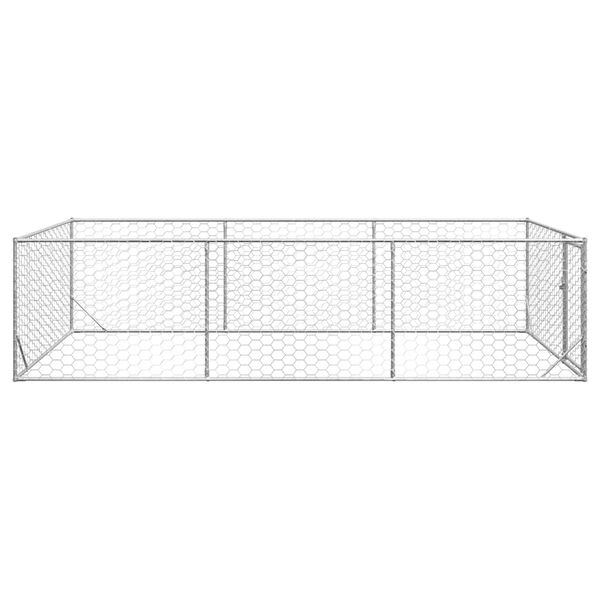 vidaXL Niche d'extérieur pour chien avec porte, 2 x 4 x 1 m, acier galvanisé