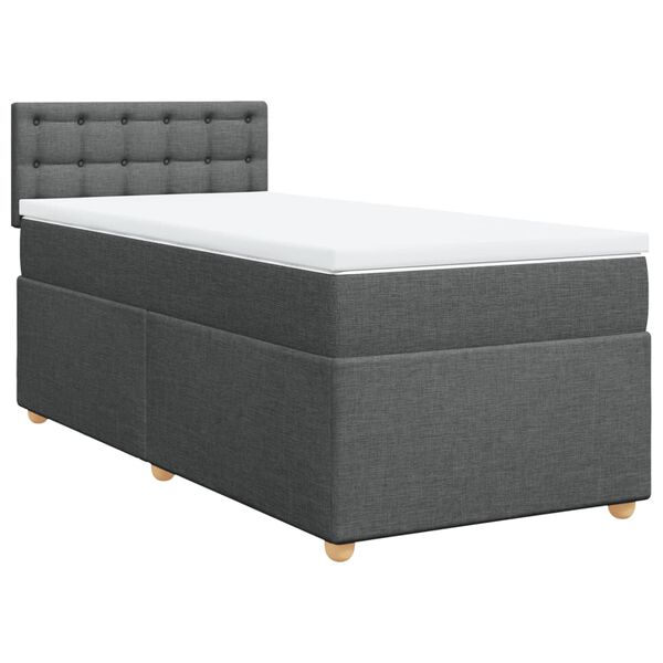 vidaXL Sommier &agrave; lattes de lit avec matelas Gris fonc&eacute; 90x200 cm Tissu