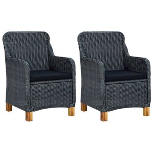 vidaXL Chaises de jardin avec coussins lot de 2 R&eacute;sine tress&eacute;e