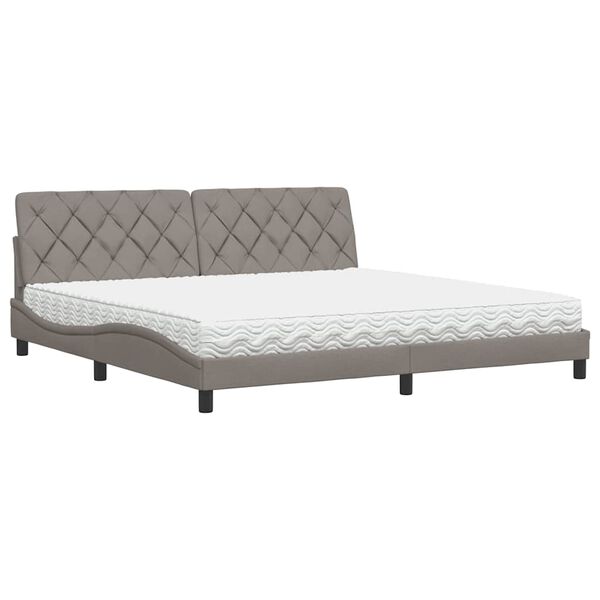vidaXL Lit avec matelas taupe 200x200 cm tissu