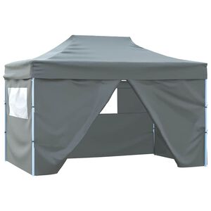 vidaXL Tente de r&eacute;ception pliable avec 4 parois 3x4 m Acier Anthracite