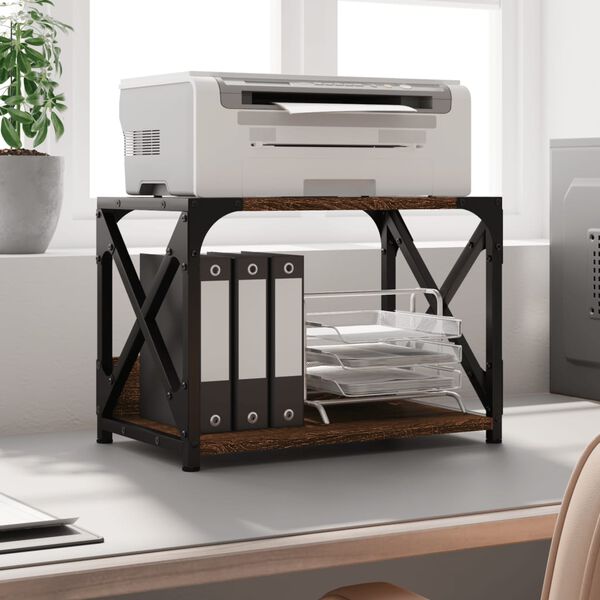 vidaXL Support d'imprimante &agrave; 2 niveaux ch&ecirc;ne marron 44x26x31,5 cm