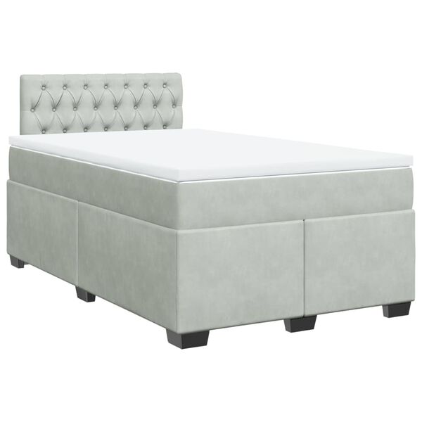vidaXL Sommier &agrave; lattes de lit et matelas Gris clair 120x200cm Velours