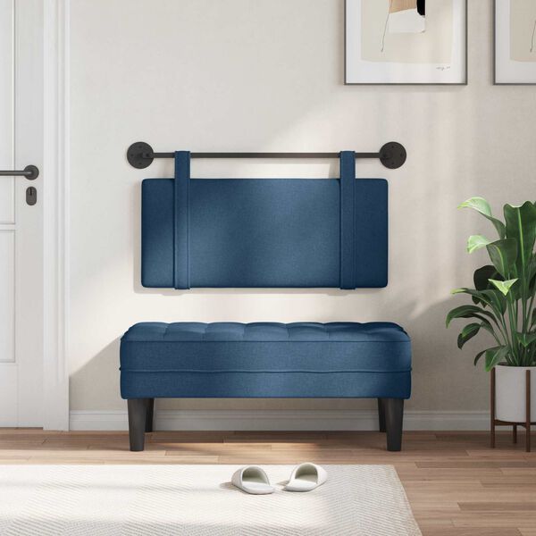 vidaXL T&ecirc;te de lit suspendue Montage mural Bleu 100 x 55 x 5 cm tissu