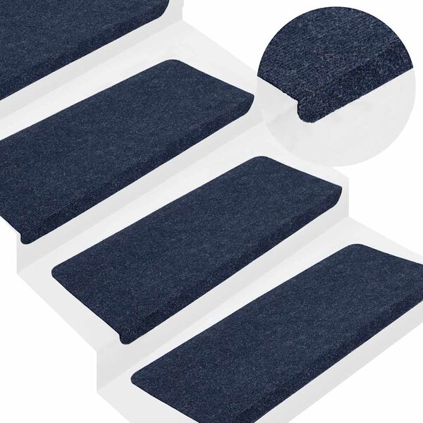 vidaXL Tapis d'escalier auto-adh&eacute;sifs 30 pcs bleu 65x24,5x3,5 cm
