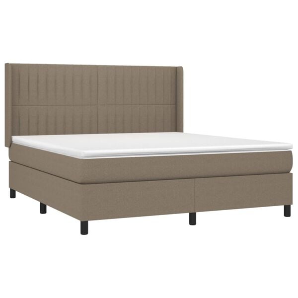 vidaXL Sommier &agrave; lattes de lit avec matelas Taupe 180x200 cm Tissu