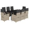 vidaXL Ensemble &agrave; manger de jardin et coussins 9 pcs gris clair rotin