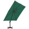 vidaXL Parasol de jardin en porte-&agrave;-faux et poteau en aluminium vert
