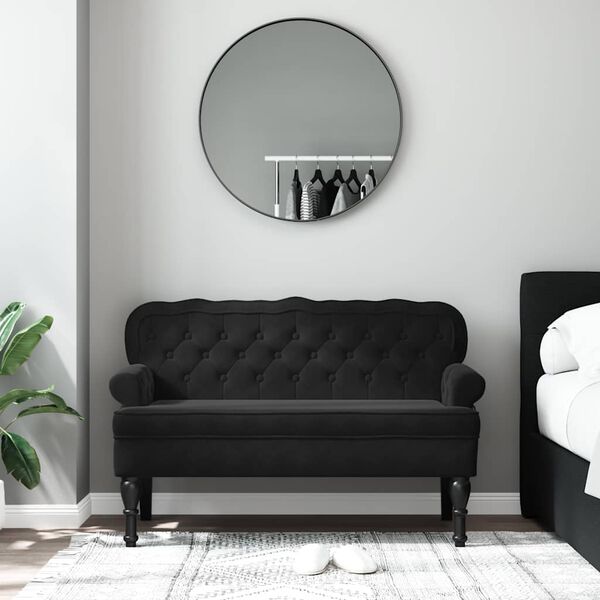 vidaXL Banc avec dossier Noir 119,5x64,5x75 cm Velours