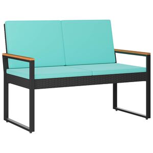 vidaXL Banc ext&eacute;rieur Noir et turquoise 107 x 61 x 80 cm polyrotin