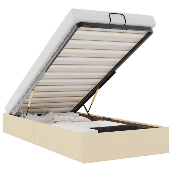 vidaXL Cadre de lit ottoman sans matelas cr&egrave;me 100x200 cm tissu