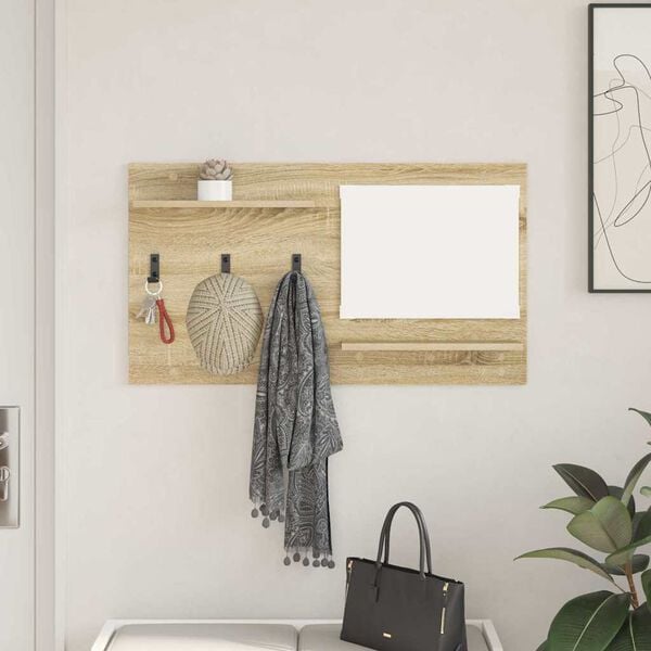 vidaXL Porte-manteau mural avec &eacute;tag&egrave;re Ch&ecirc;ne Sonoma 90 x 10 x 50 cm