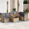 vidaXL Salon de jardin avec coussins 9 pcs beige r&eacute;sine tress&eacute;e acacia