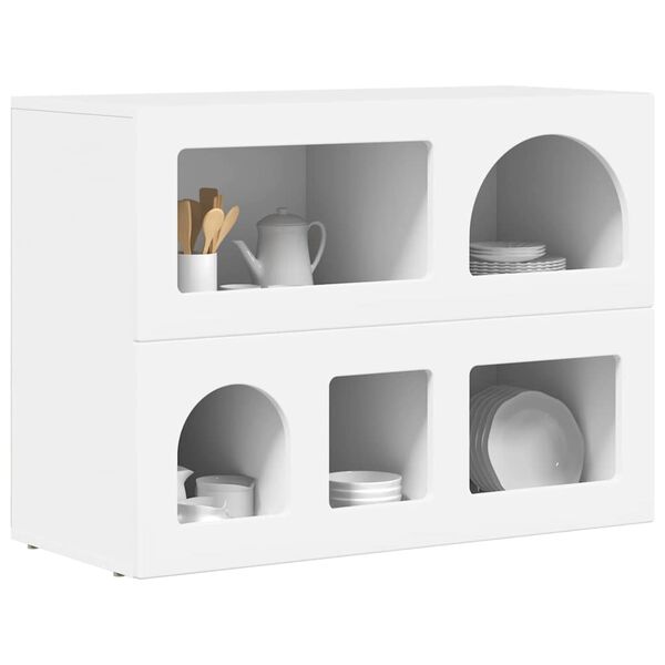 vidaXL Buffet Blanc 80,5 x 35 x 59 cm Bois d'ing&eacute;nierie