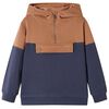 Sweat &agrave; capuche enfants demi-fermeture &eacute;clair anthracite et cognac 92