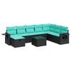 vidaXL Salon de jardin 9 pcs avec coussins noir r&eacute;sine tress&eacute;e