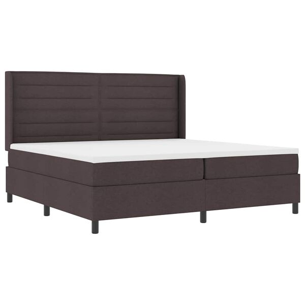 vidaXL Lit &agrave; ressorts avec matelas Marron fonc&eacute; 200 x 200 cm tissu