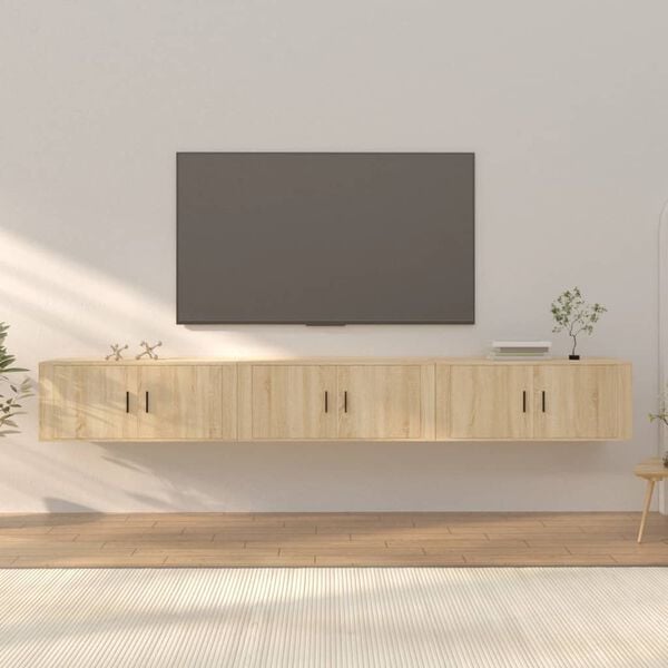 vidaXL Meubles TV muraux 3 pcs ch&ecirc;ne sonoma 100x34,5x40 cm