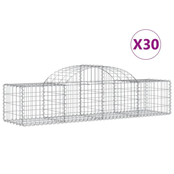 vidaXL Paniers à gabions arqués 30 pcs 200x50x40/60 cm fer galvanisé