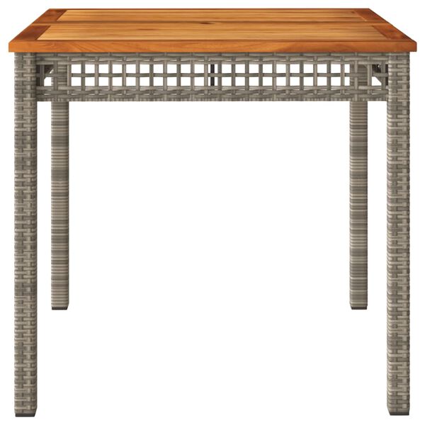 vidaXL Table de jardin gris 80x80x74 cm résine tressée et bois acacia