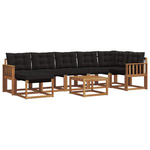 vidaXL Ensemble de canap&eacute;s d'ext&eacute;rieur 8 pc Naturel et Noir