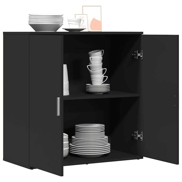vidaXL Buffet noir 79x38x80 cm bois d'ing&eacute;nierie