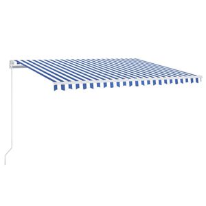 vidaXL Auvent manuel r&eacute;tractable avec LED 400x350 cm Bleu et blanc