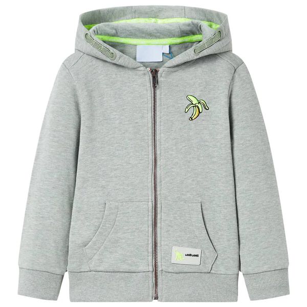Sweat &agrave; capuche et zip pour enfants m&eacute;lange kaki clair 116