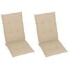 vidaXL Chaises de jardin lot de 2 et coussins beige Bois teck massif