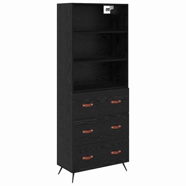 vidaXL Haut Armoire Ch&ecirc;ne noir 69,5 x 34 x 180 cm Bois d'ing&eacute;nierie