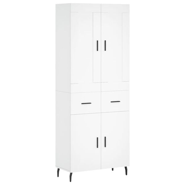 vidaXL Buffet haut Blanc 69,5x34x180 cm Bois d'ing&eacute;nierie
