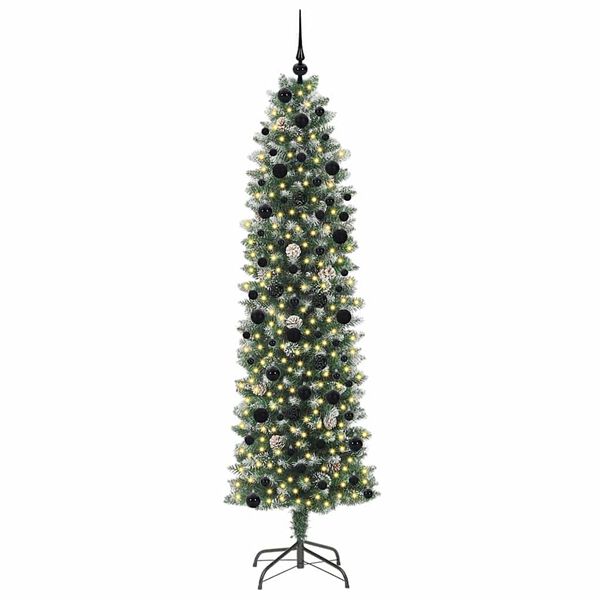 vidaXL Arbre de No&euml;l artificiel slim avec 300 LED Vert et blanc 240 cm