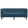 vidaXL Canap&eacute; Chesterfield avec traversins 2 places bleu velours