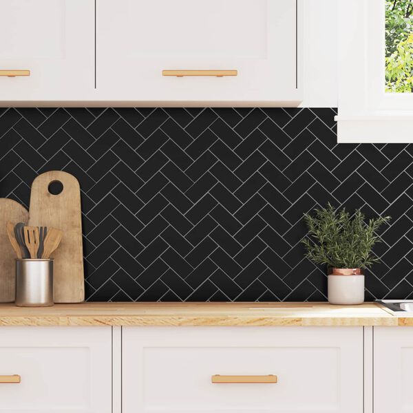 vidaXL Carreau en chevron 10 pcs Noir 30 x 30 cm Polyur&eacute;thane et PET