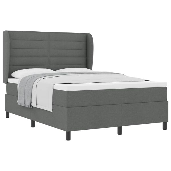 vidaXL Lit &agrave; ressorts avec matelas Gris fonc&eacute; 140 x 190 cm tissu