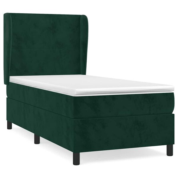 vidaXL Sommier &agrave; lattes de lit et matelas Vert fonc&eacute; 80x200 cm Velours
