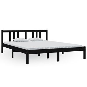 vidaXL Cadre de lit sans matelas noir bois massif 150x200 cm