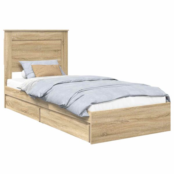 vidaXL Lit de Rangement Ch&ecirc;ne Sonoma 100 x 200 cm Bois d'ing&eacute;nierie